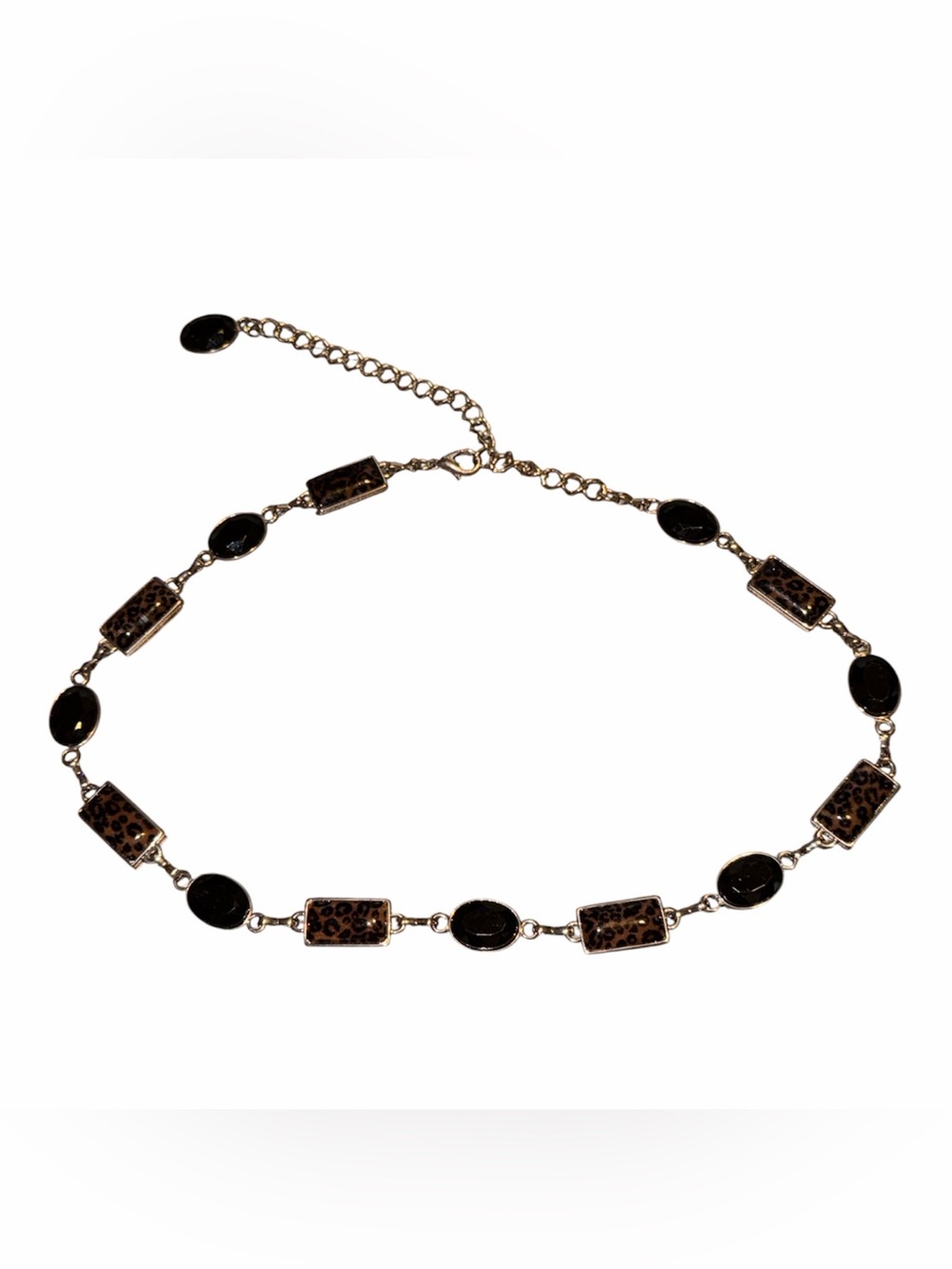 Chain Belt with Leopard and Black Accents